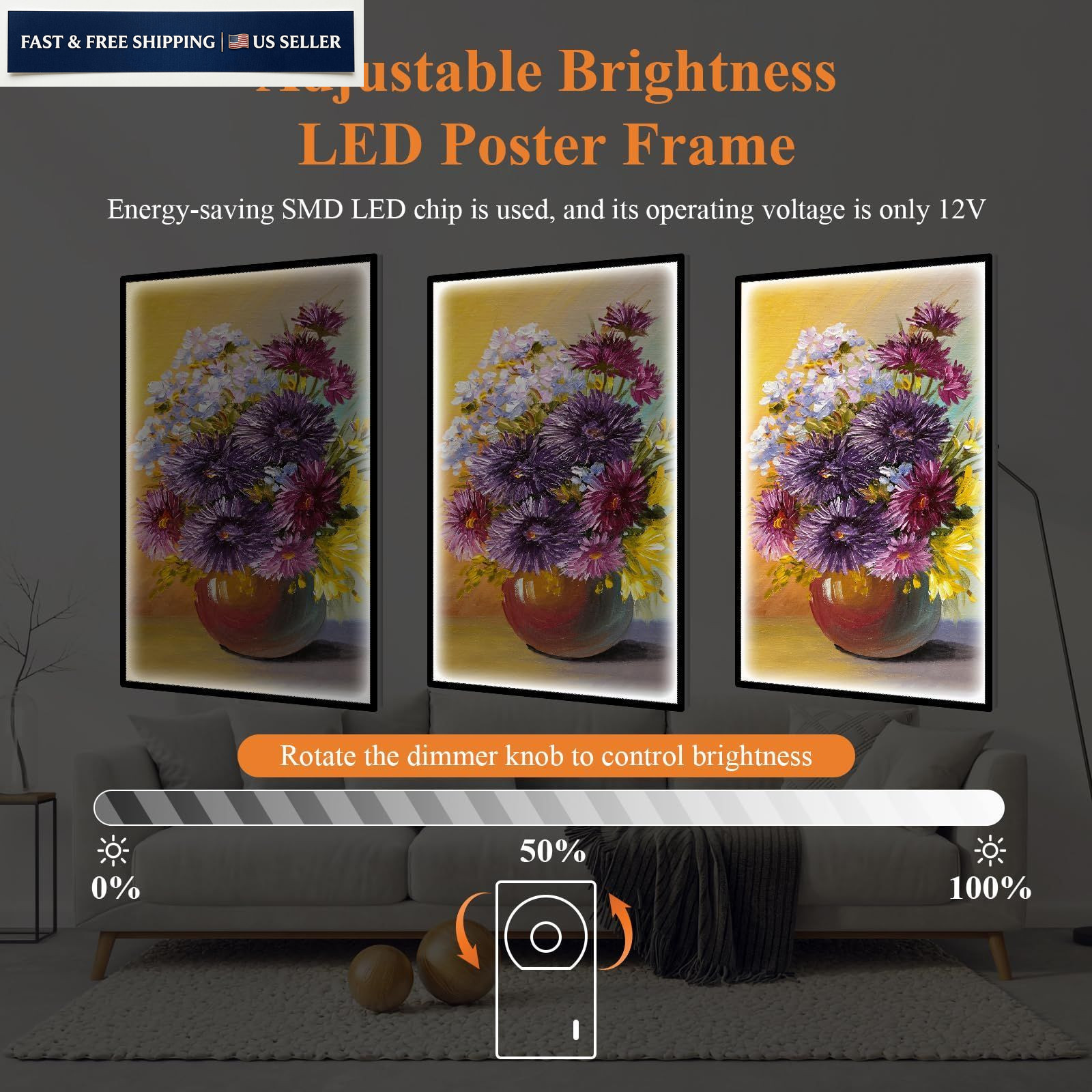 16×24 LED Light Box Frame Ultra Slim Backlit Movie Poster Wall Art Display Panel