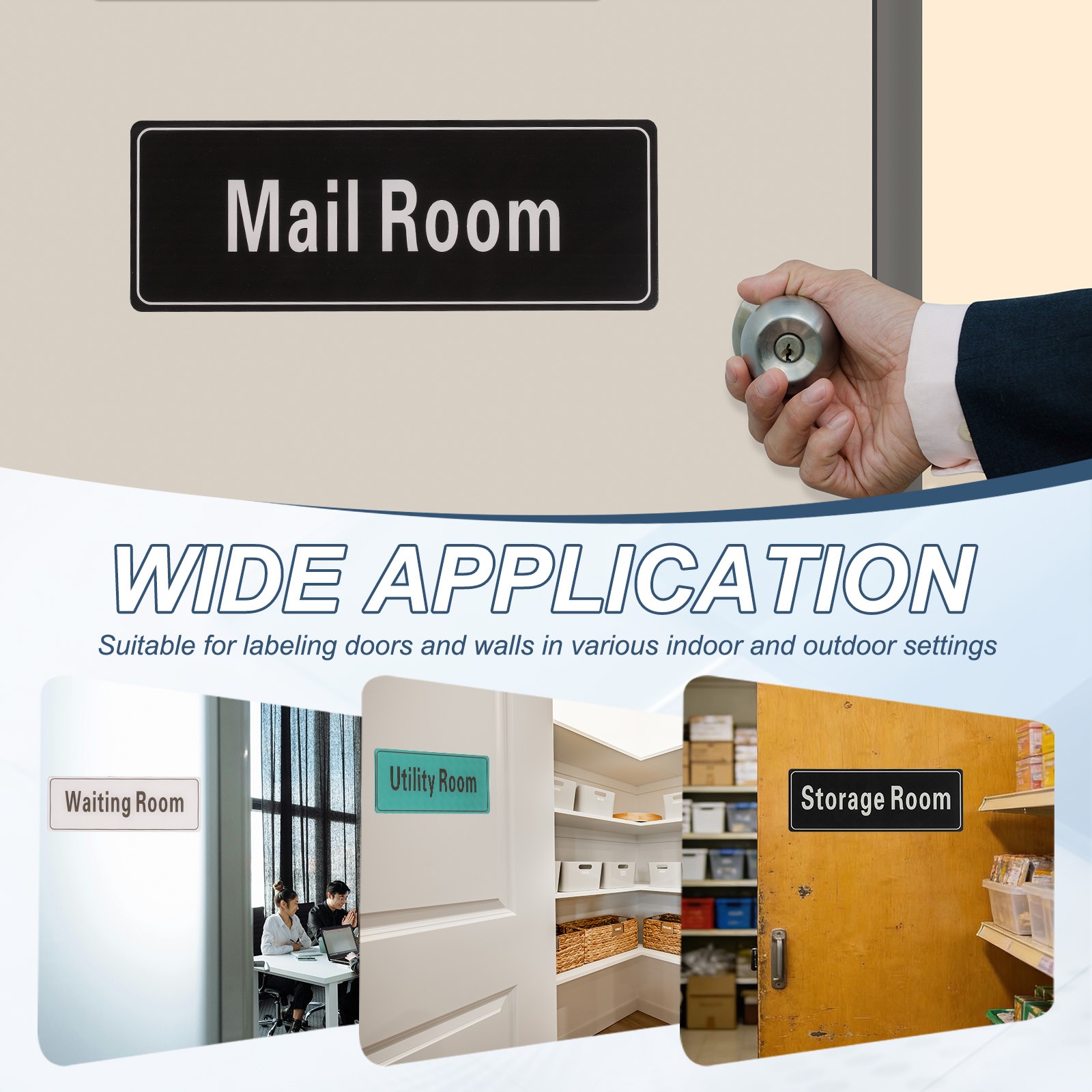 9&Prime;x3&Prime; Waiting Room, 1Pcs Room Door Sign, Beige with Charcoal Gray Text
