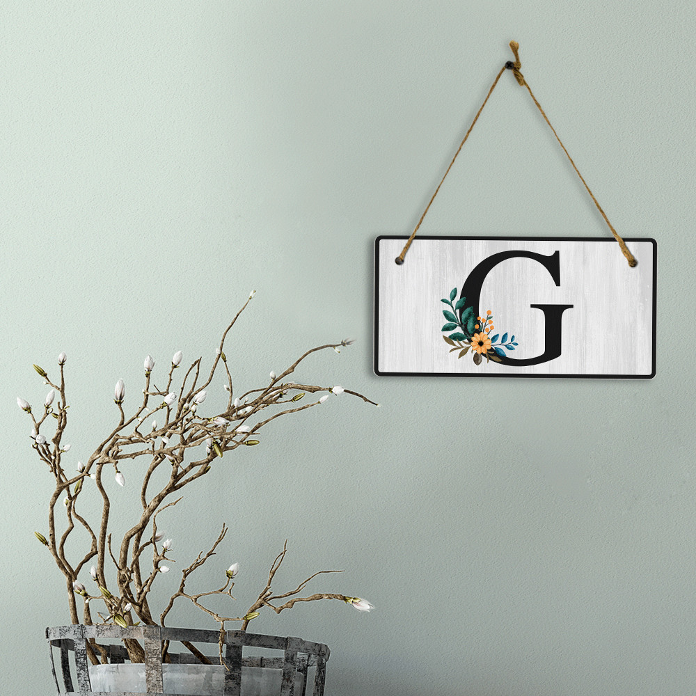 G Flower Decor 5×10 Hanging Wall or Door Sign | Alphabet Letter Room Decoration