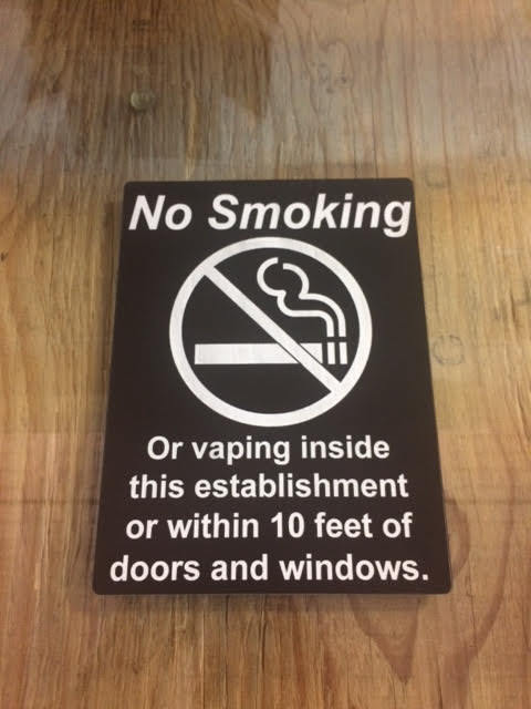 No Smoking – or vaping within 10&prime; of doors and windows, Black/White, 6&Prime;x8&Prime;