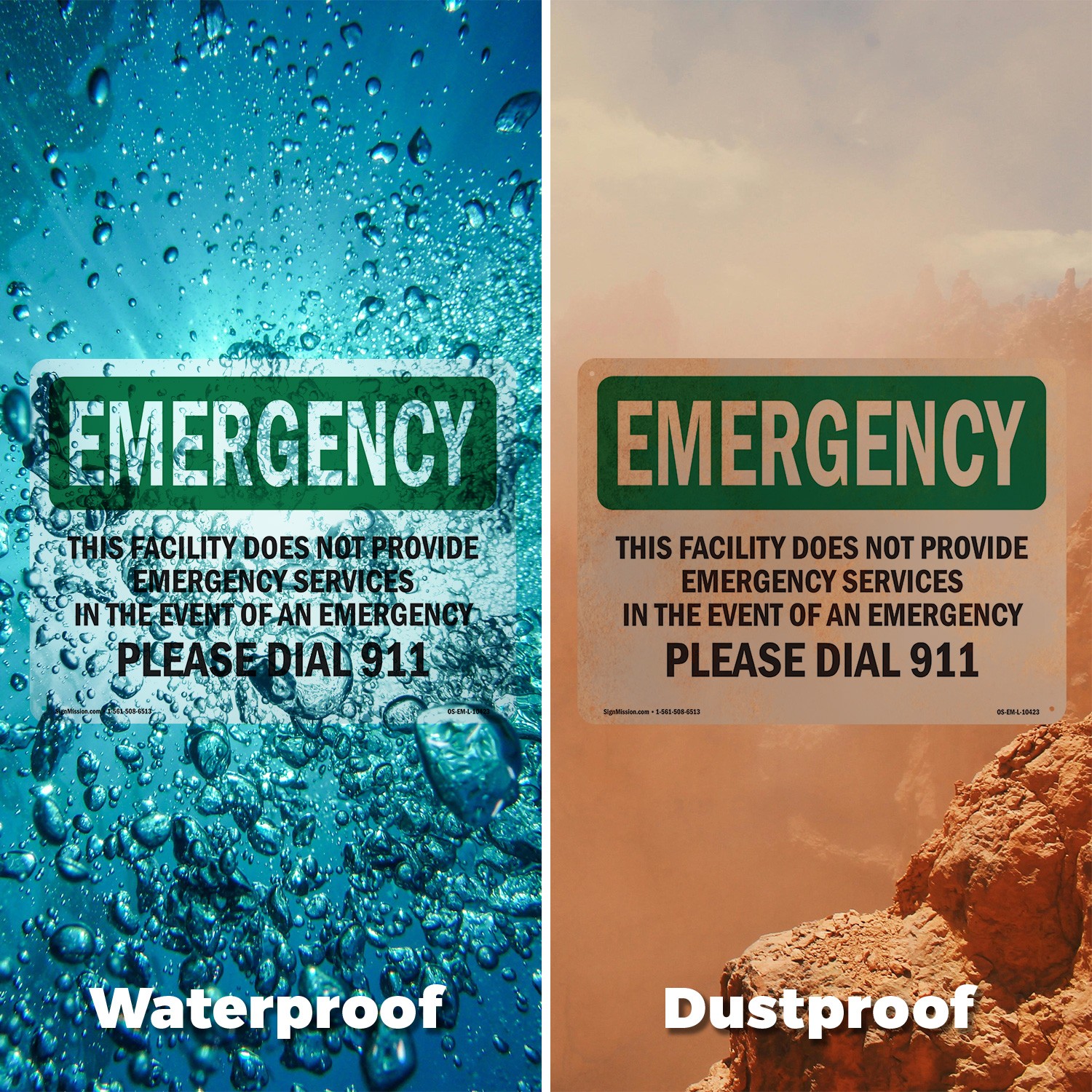 This Facility Does Not Provide OSHA Emergency Sign Metal, Decal – 5 or 10 Pack