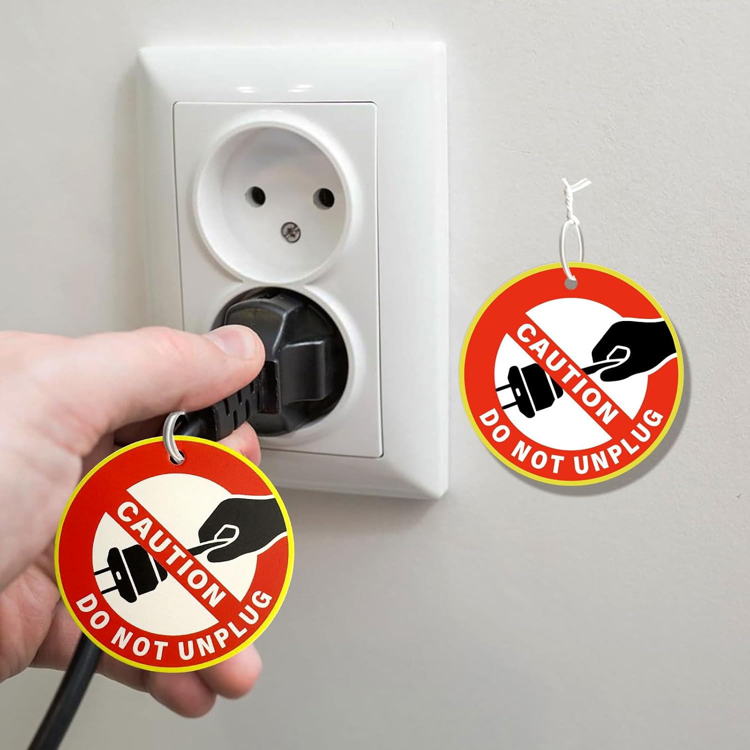 10 PCS Do Not Unplug Warning Sign Cards,2.6 Inch Removable round Caution Do Not