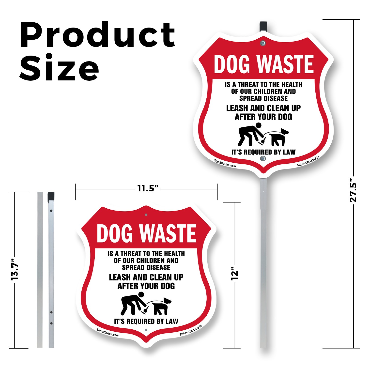 Dog Poop Shield Sign Dog Waste Is A Threat To The Health Shield Sign With Stake