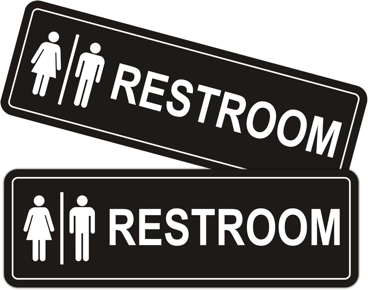 Restroom Sign – 2 Pack Metal Restroom Signs for Business with Strong Self-Adh…