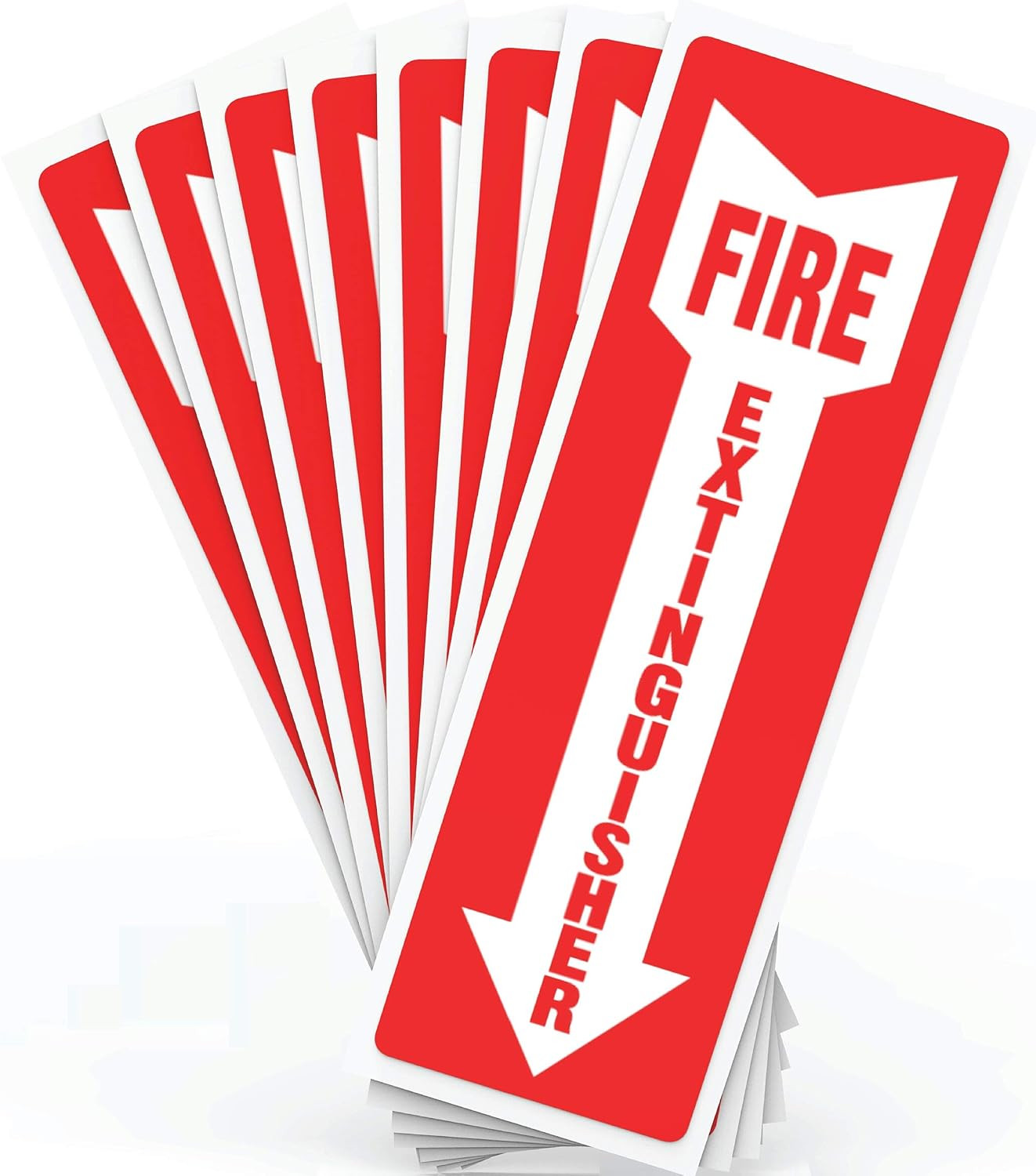 8 Pack Fire Extinguisher Sign Stickers 4×12 Vinyl Safety Labels Indoor Outdoor