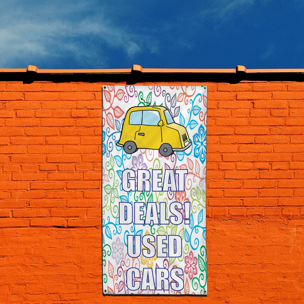 Vertical Vinyl Banner Multiple Sizes Great Deals on Used Cars Vintage Retro