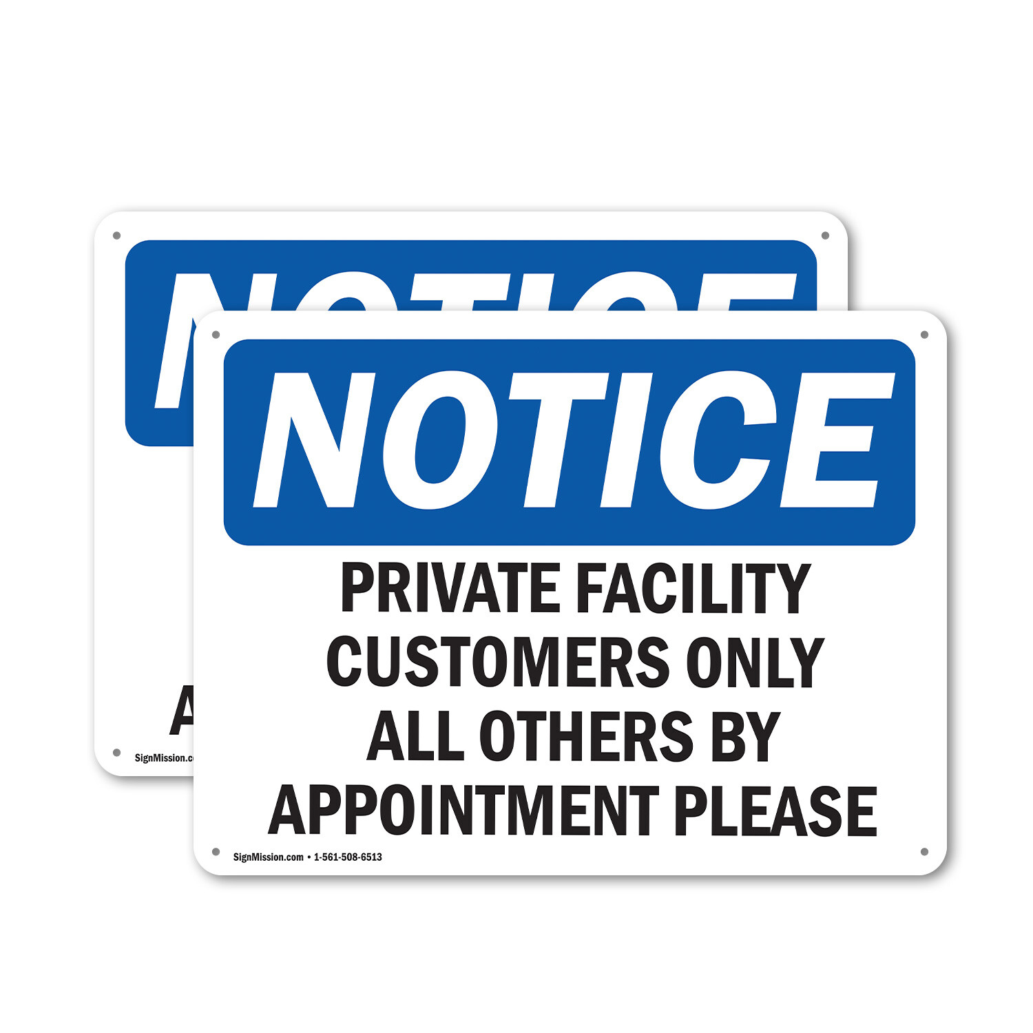 (2 Pack) Private Facility Customers Only All Others OSHA Notice Sign Decal Metal