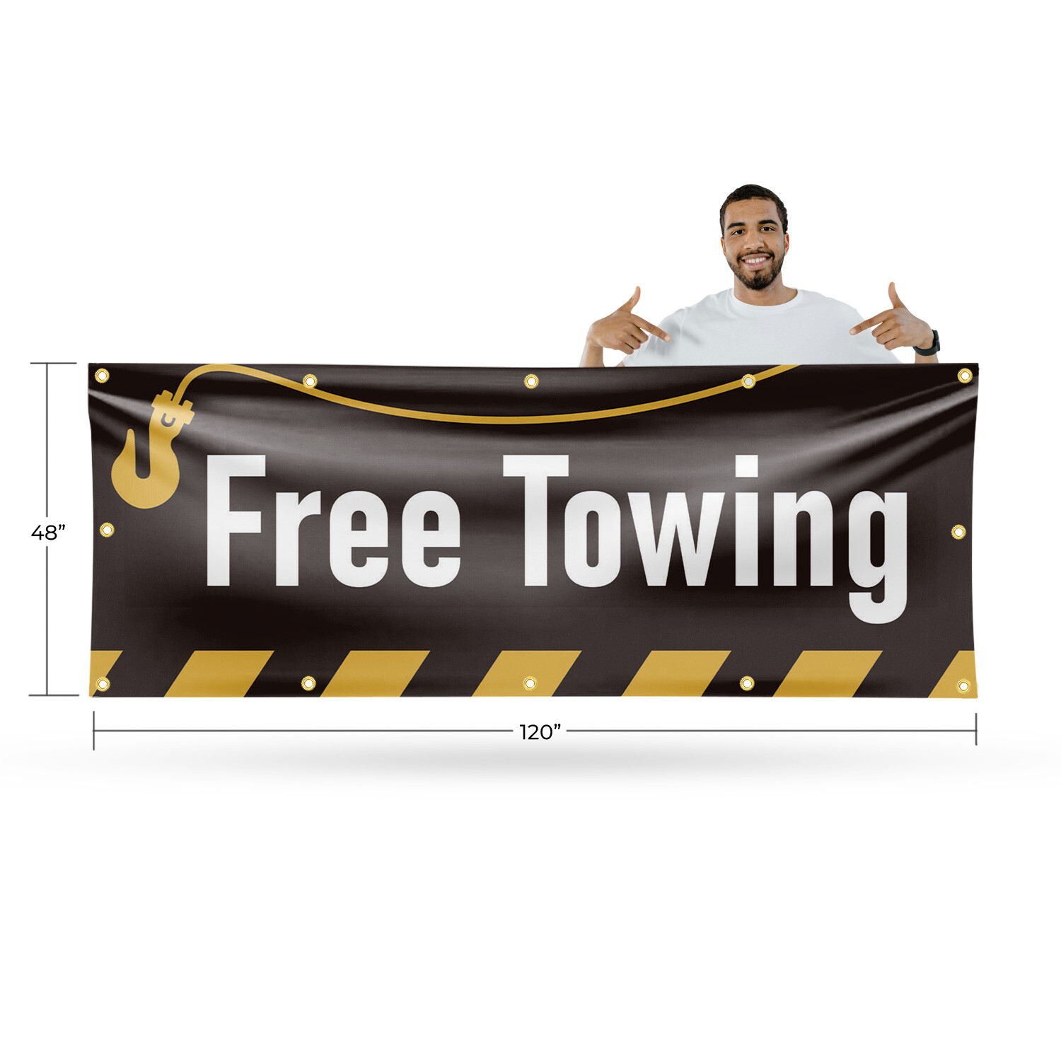Free Towing 13 oz Vinyl Banner Sign with Metal Grommets Heavy-Duty Single-Sided