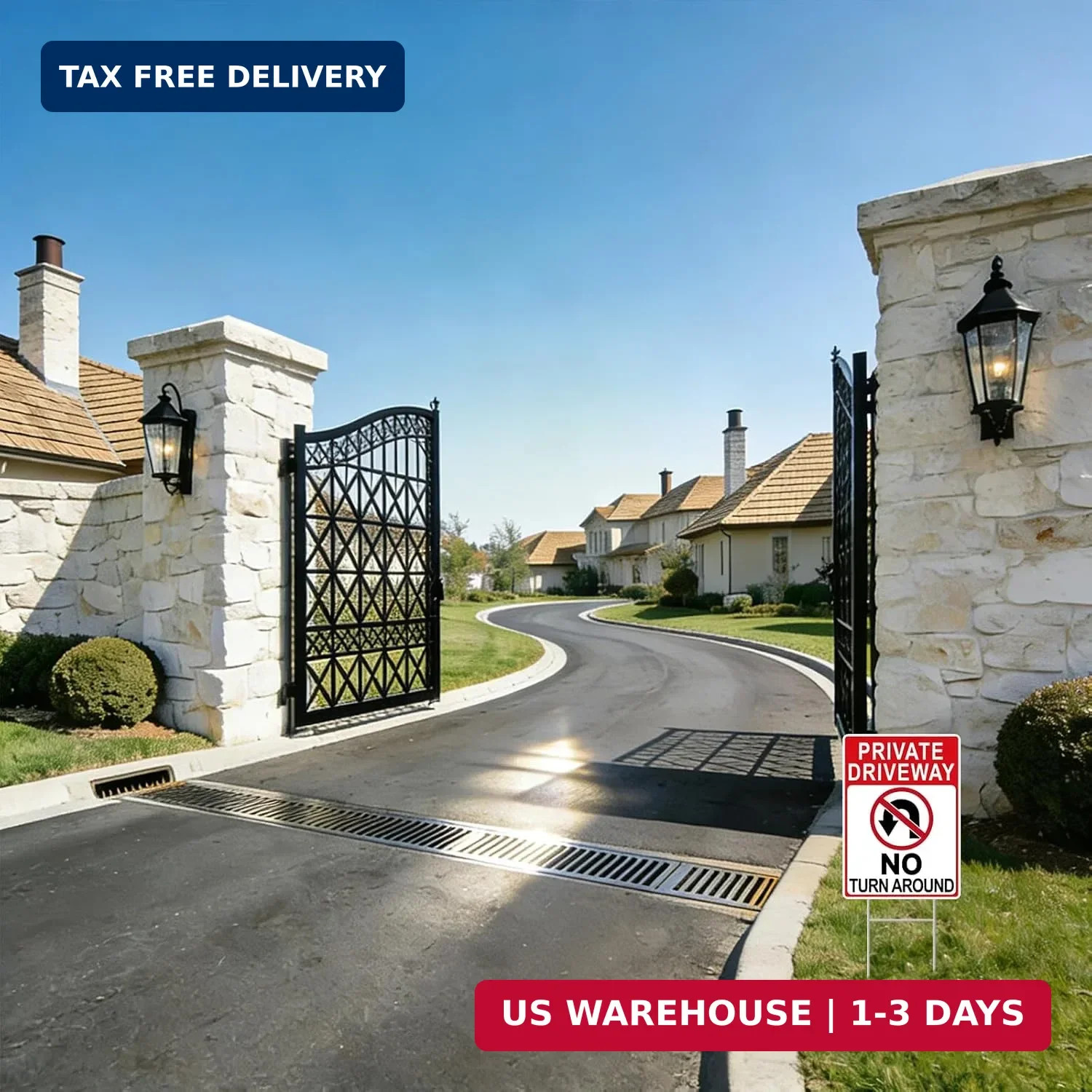 No Turn Around Driveway Sign, 2 Pack Private Driveway Signs 14&Prime;x10&Prime; Double-Sided