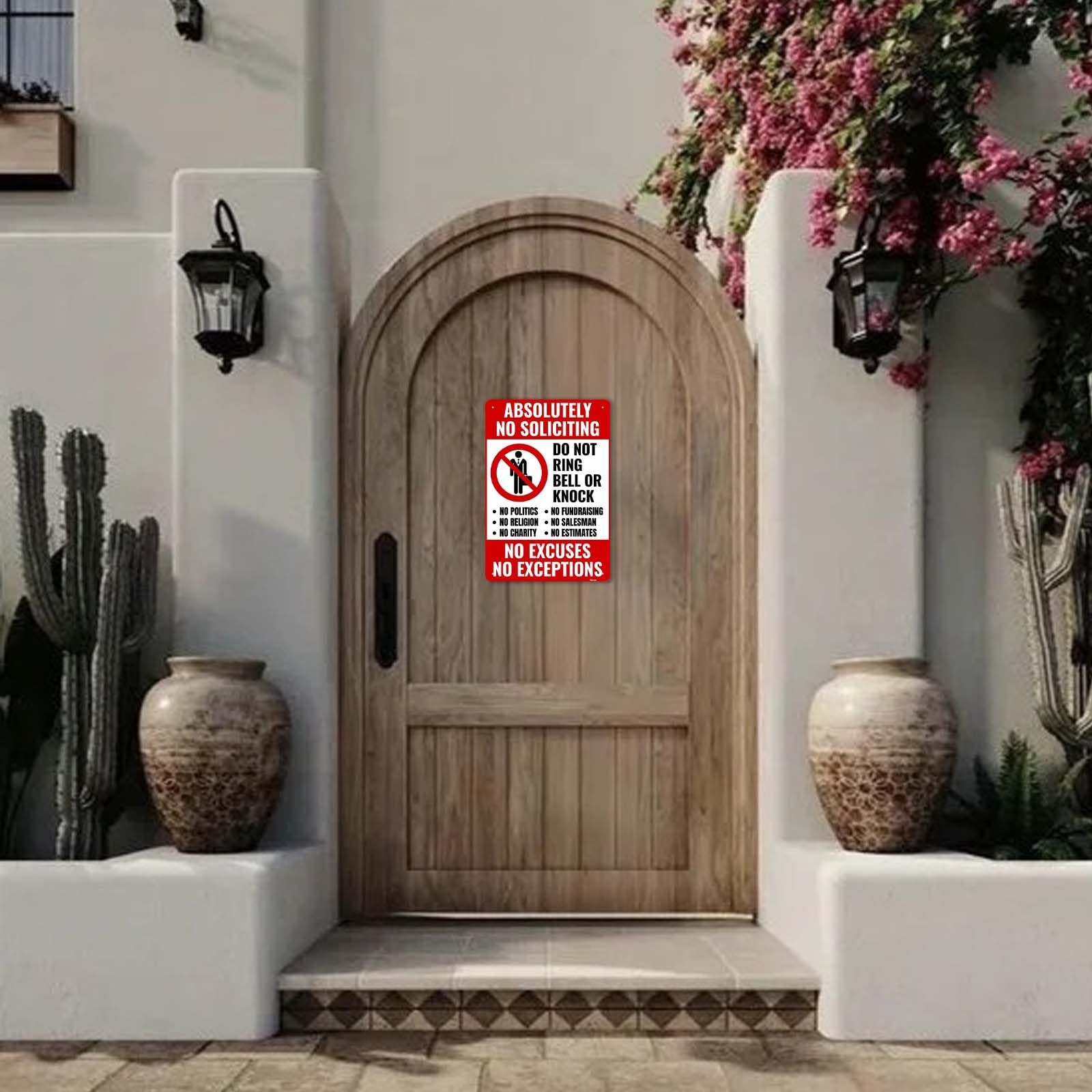 No Soliciting Sign 11.8×7.8&Prime; Weatherproof Aluminum Door Sign, Do Not Knock R…