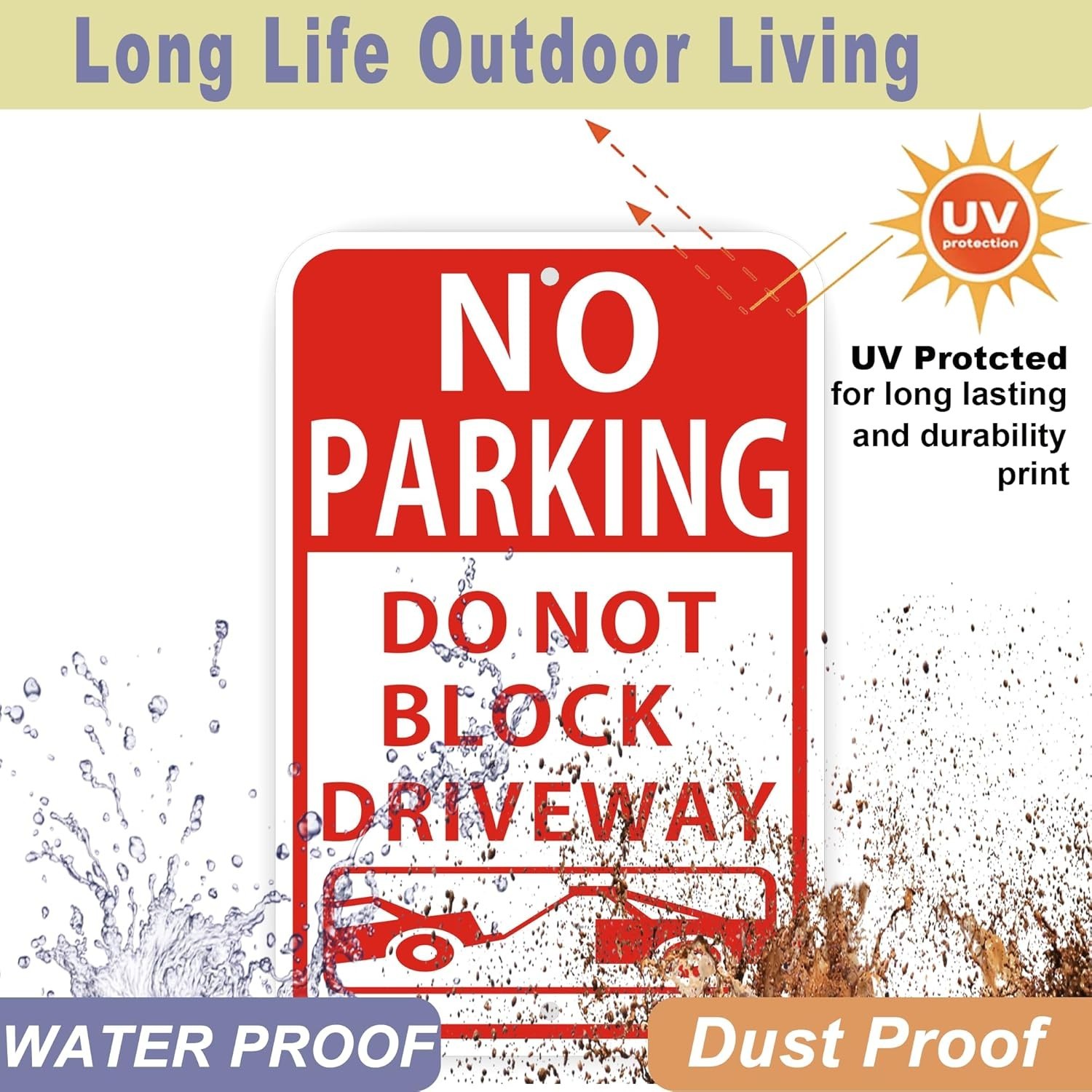 2 Pack Large No Parking Sign, Do Not Block Driveway Sign, 18 x 12 Inches, Ref…