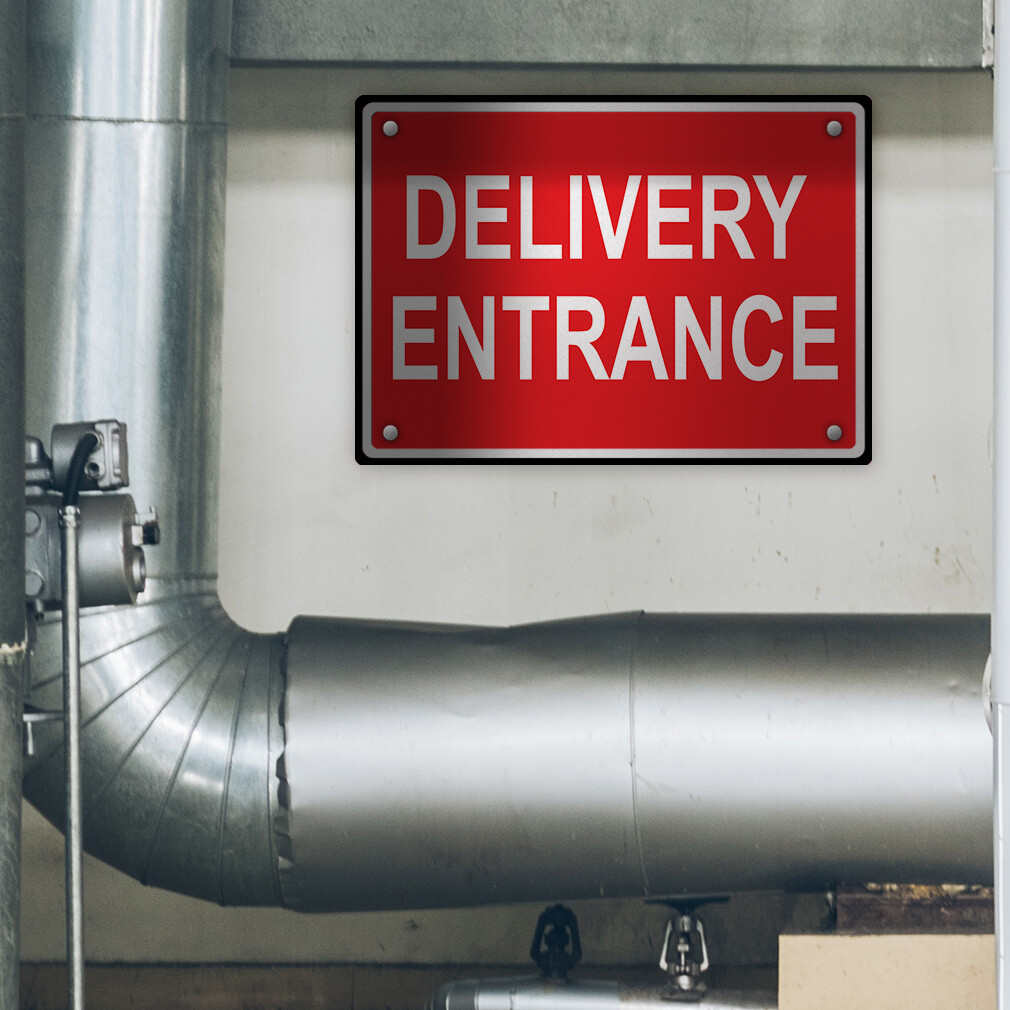 Horizontal Metal Sign Delivery Entrance Weatherproof Street Signage