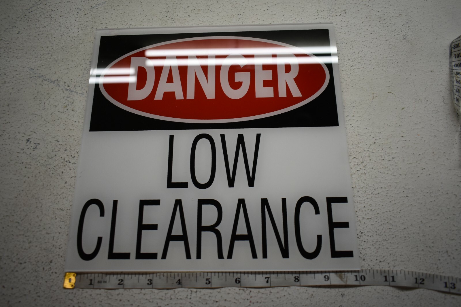 Bulk Lot 19 Danger Low Clearance 10&Prime; x 10&Prime; Acrylic Stick Back Signs Garage