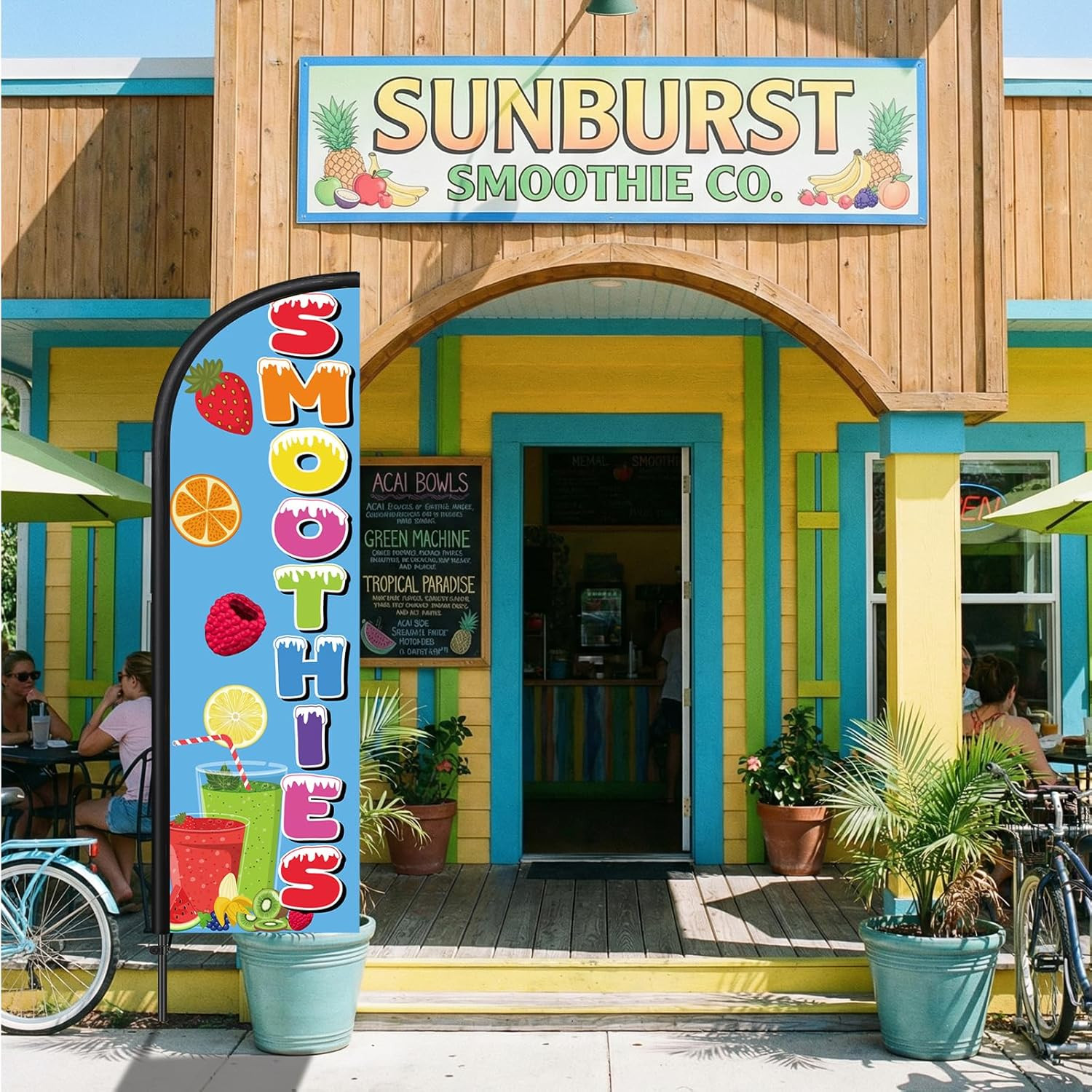 2 Pack Smoothies Feather Flag 7 Ft Advertising Swooper Flag Sign Windless Smooth