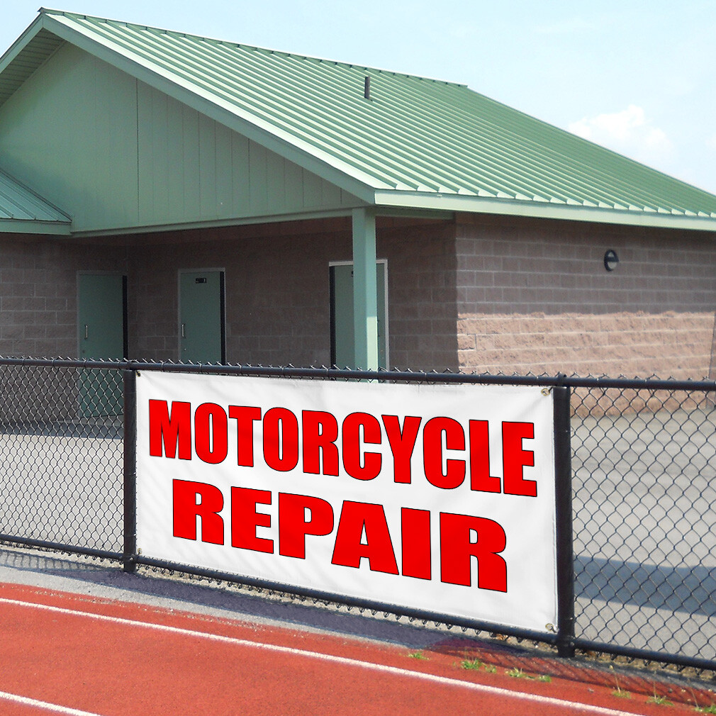 Vinyl Banner Multiple Sizes Motorcycle Repair Weatherproof Industrial Yard Signs