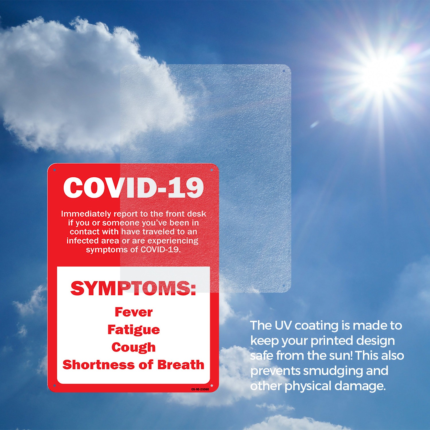 COVID-19 Symptoms Report To Front Desk Public Safety Sign, Decal 5 or 10 Pack
