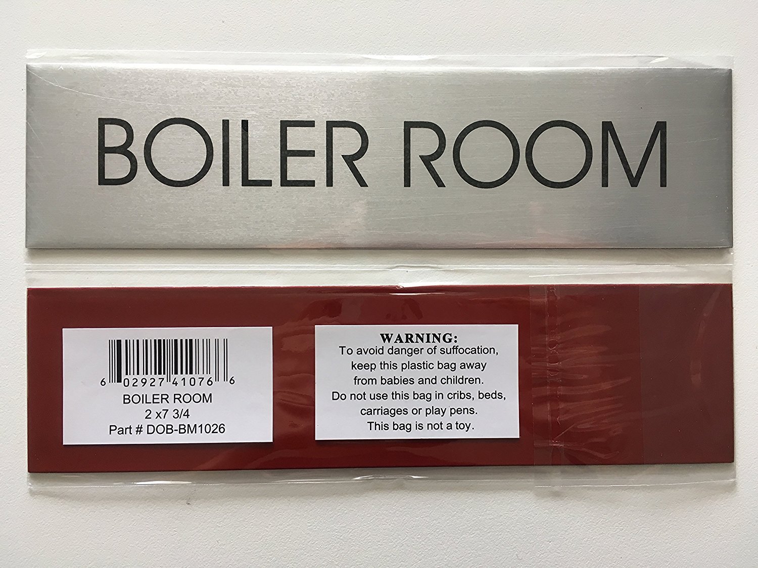BOILER ROOM SIGN (BRUSHED ALUMINUM 2×7.75)