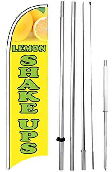 LEMON SHAKE UPS Windless Swooper Flag Kit 15 Ft Tall Feather Banner Sign yb-h