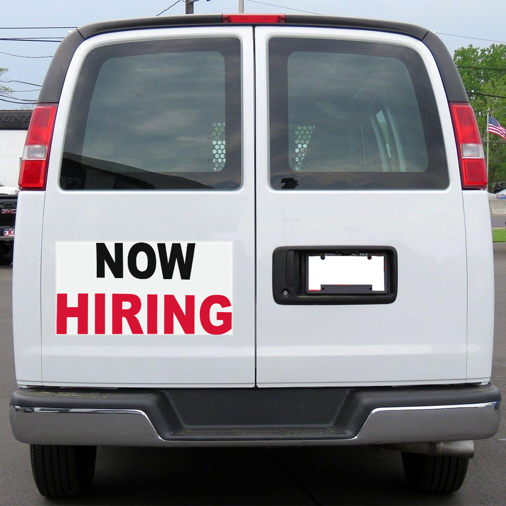 Car Magnet Set of 2 Now Hiring Black Red A Car Advertising Industrial Sign