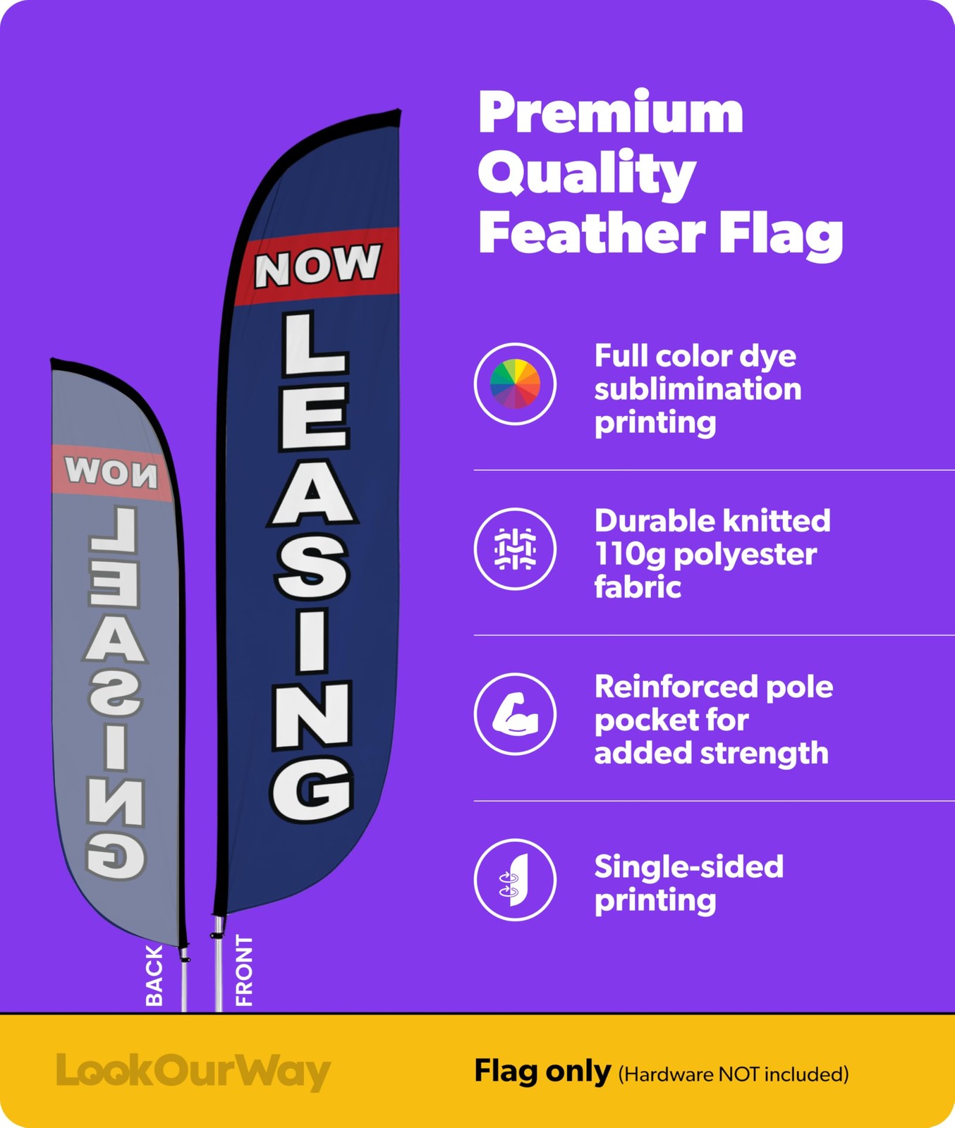 Lookourway Feather Flag Banner – 12 Feet Tall Advertising Flags For Outside