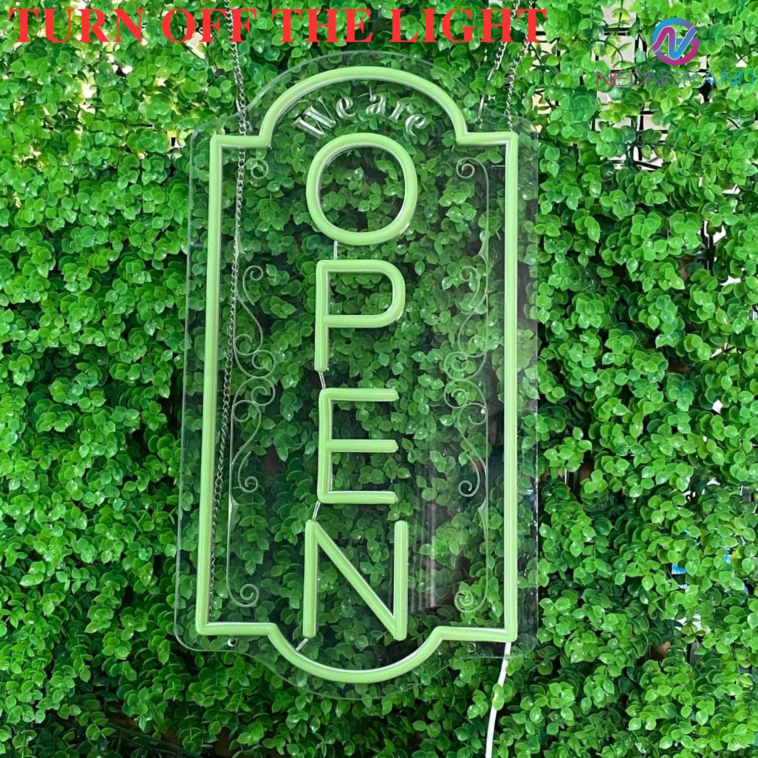 Bright Green Vertical Open LED Neon Sign for Business Window Display 16.5×9