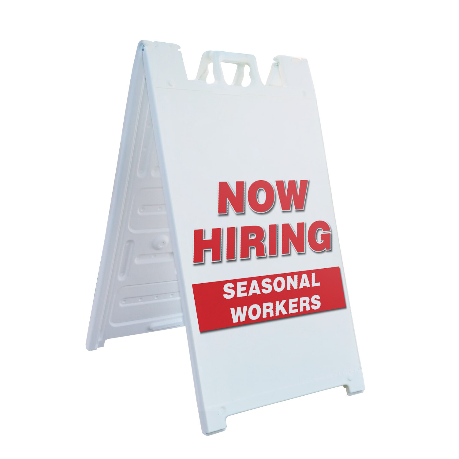 A-frame Sidewalk Now Hiring Seasonal Workers 24&Prime; x 36&Prime; Double Sided A-Frame Side