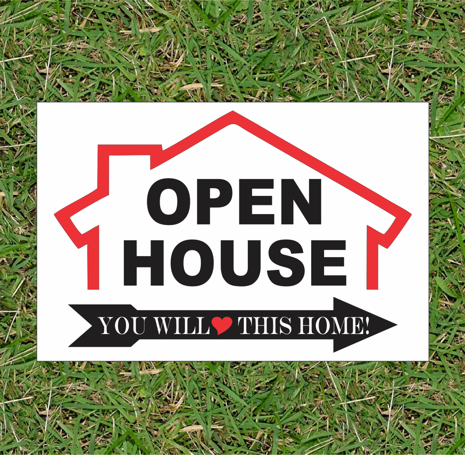 OPEN HOUSE Real Estate Sign Lot 12&Prime;x18&Prime; Double Sided Corrugated Plastic