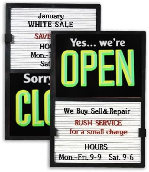 Glassmate Vertical Open/Closed Message Slider Board Sign | 14&Prime;W x 20&Prime;H