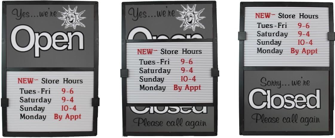 Glassmate Vertical Open/Closed Sun Message Slider Board Sign | 14&Prime;W x 20&Prime;H