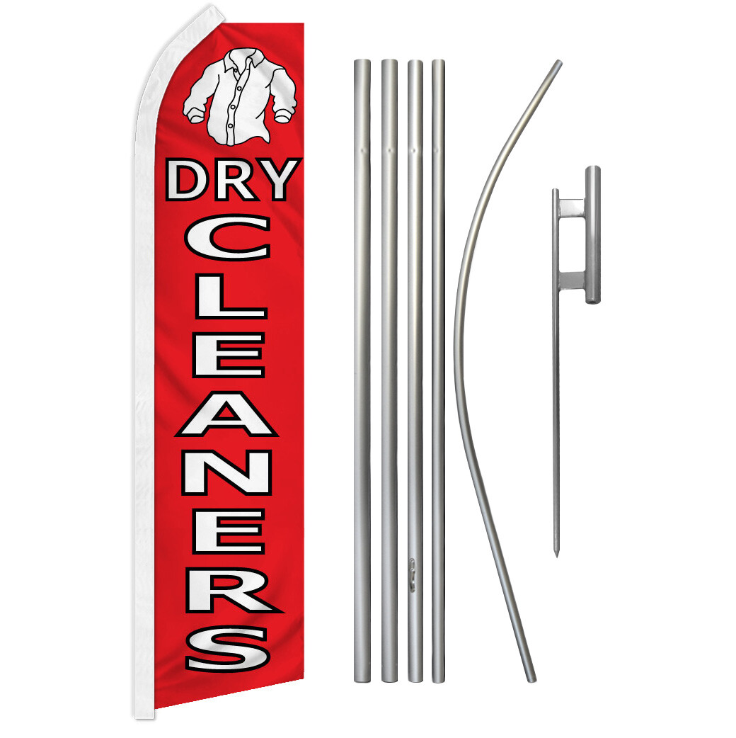 Dry Cleaners Advertising Swooper Feather Flutter Flag & Pole Kit Laundry