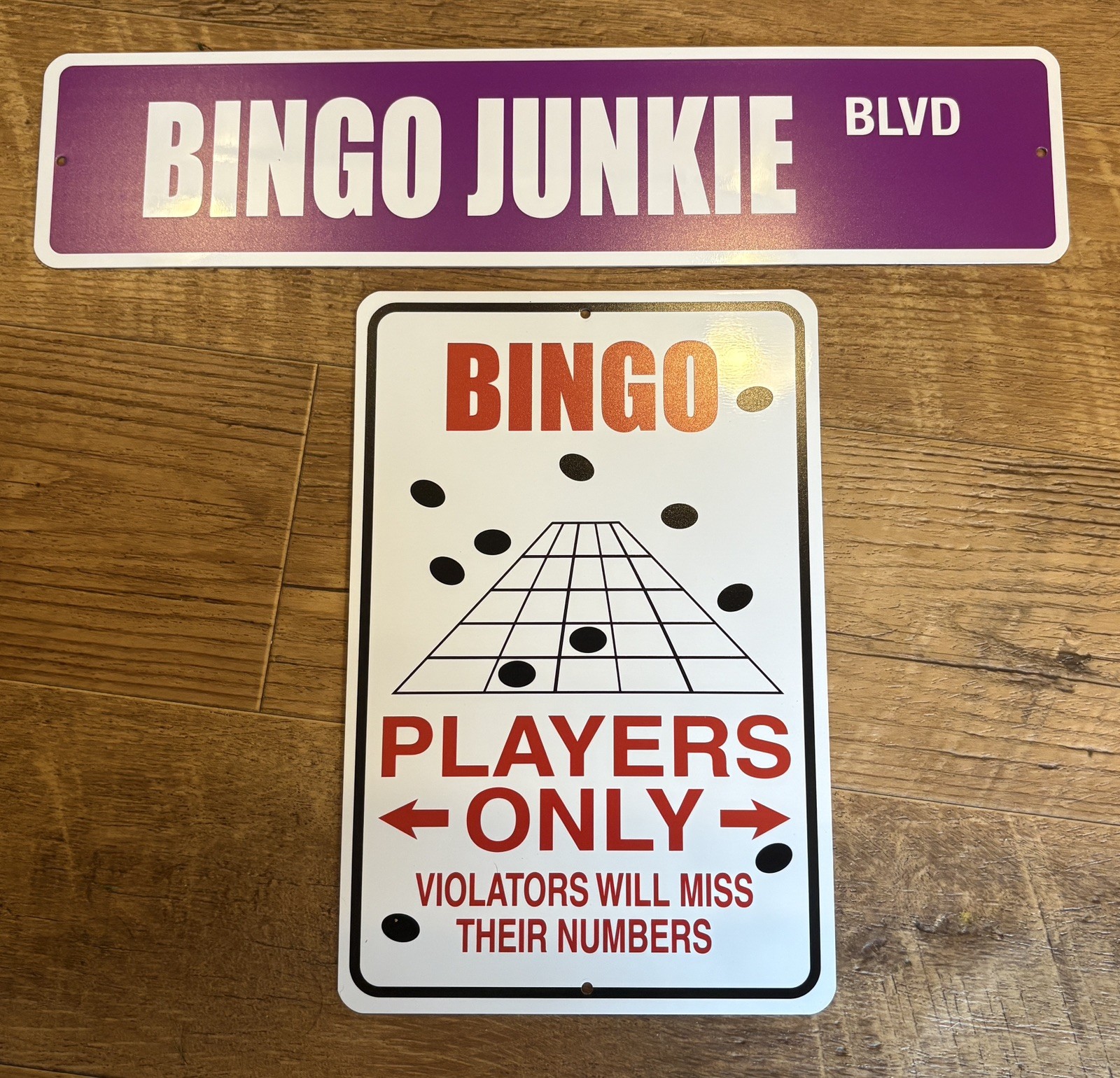 Bingo Themed Metal Hanging Wall Signs Decor – Lot of 2