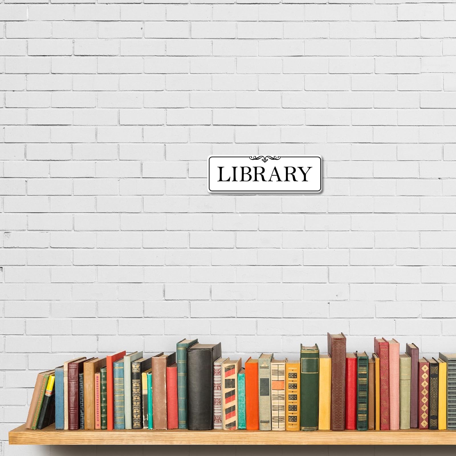 9×3 Inch Elegant White Acrylic Library Sign Self-Stick Door Wall Signage