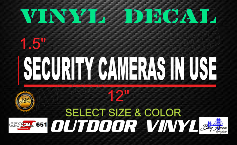 Security Cameras In Use Sticker 2 Pack Outdoor Window Vinyl Sign USA
