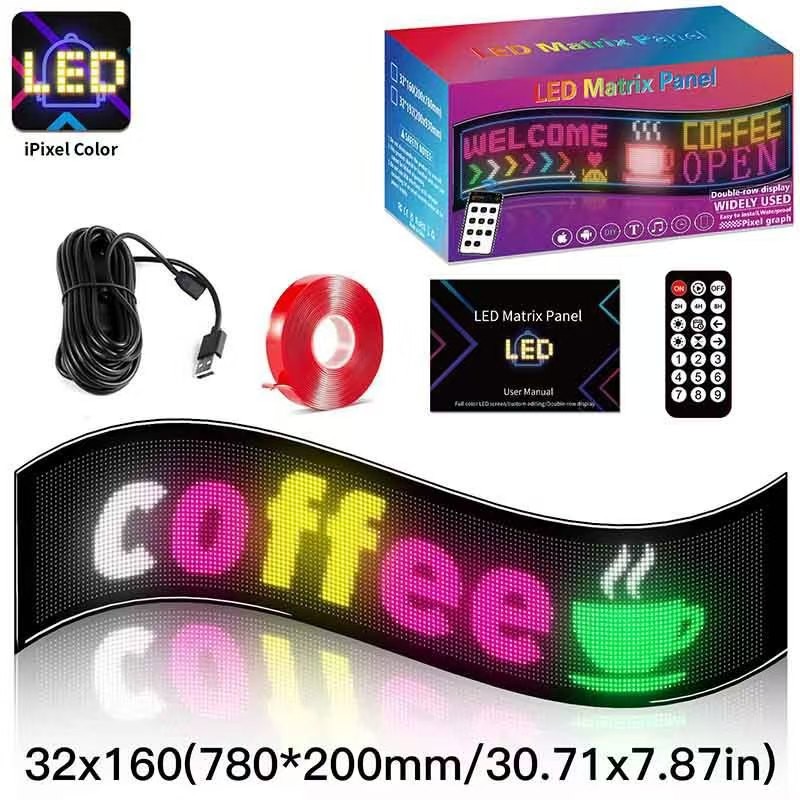 Car Windshield LED Sign 32*160Pixel App Control Programmable Flexible Led Screen