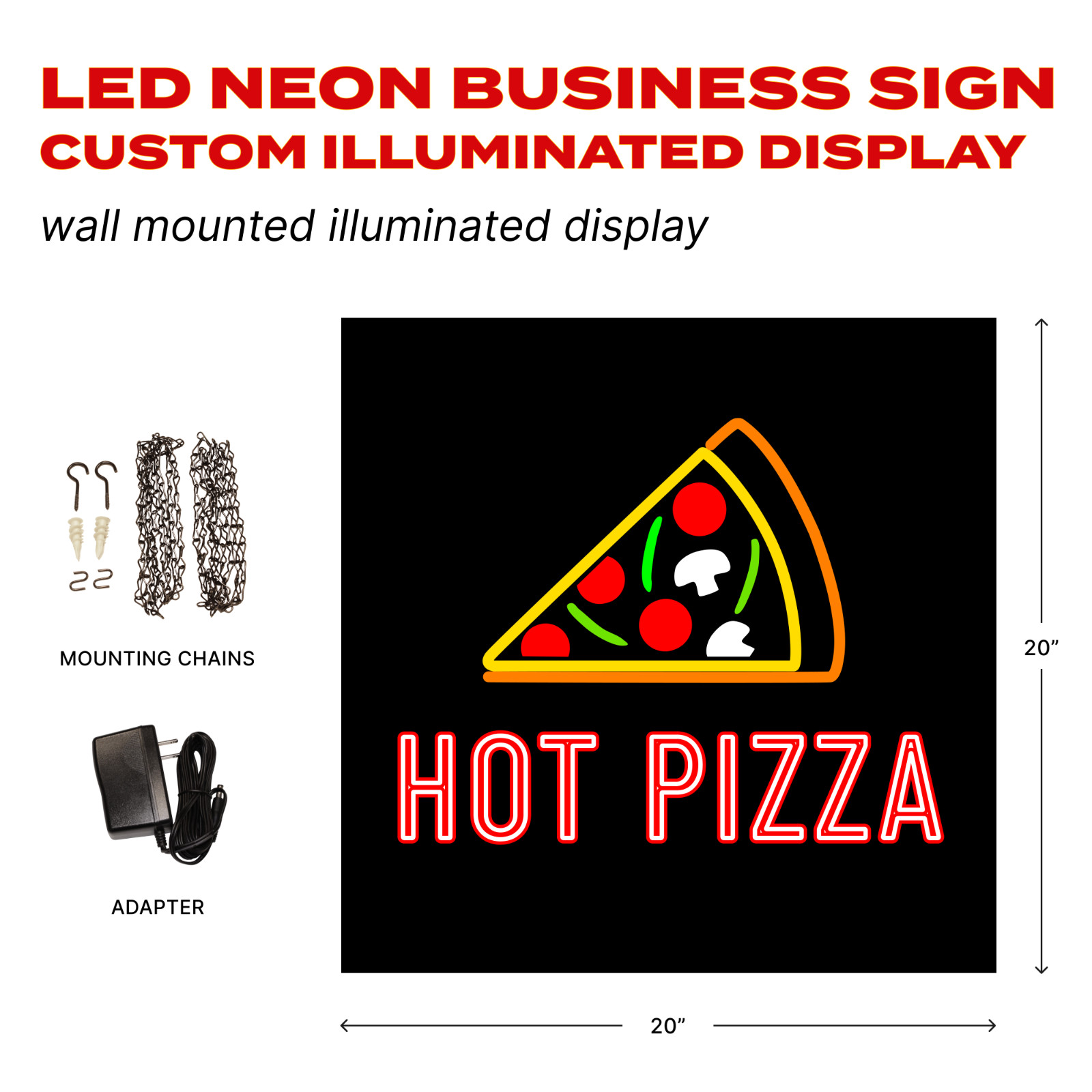 Pro-Lite *NEW* HOT PIZZA Sign LED BRIGHT