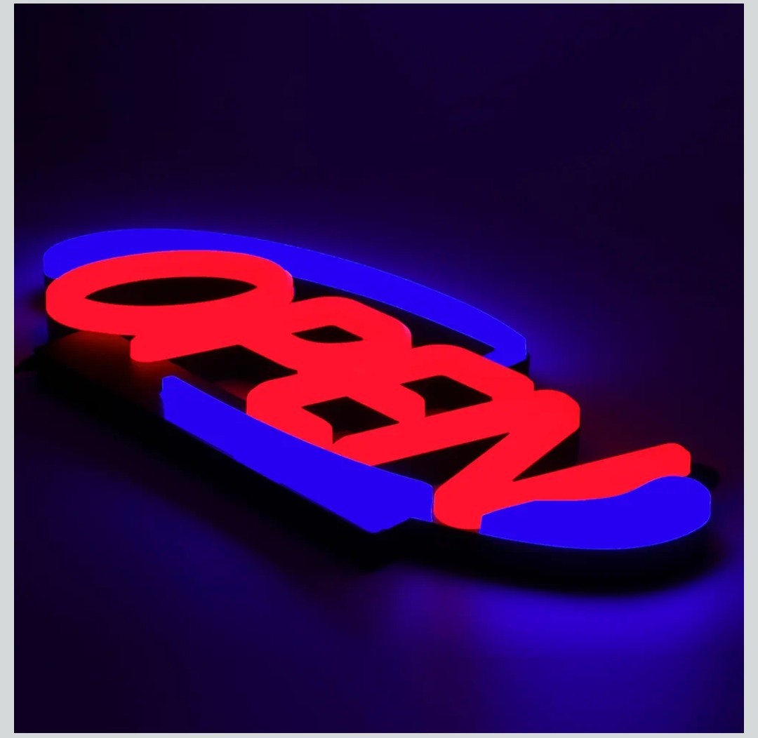20&Prime; Super Bright Red & Blue Option Neon LED OPEN Sign for Business