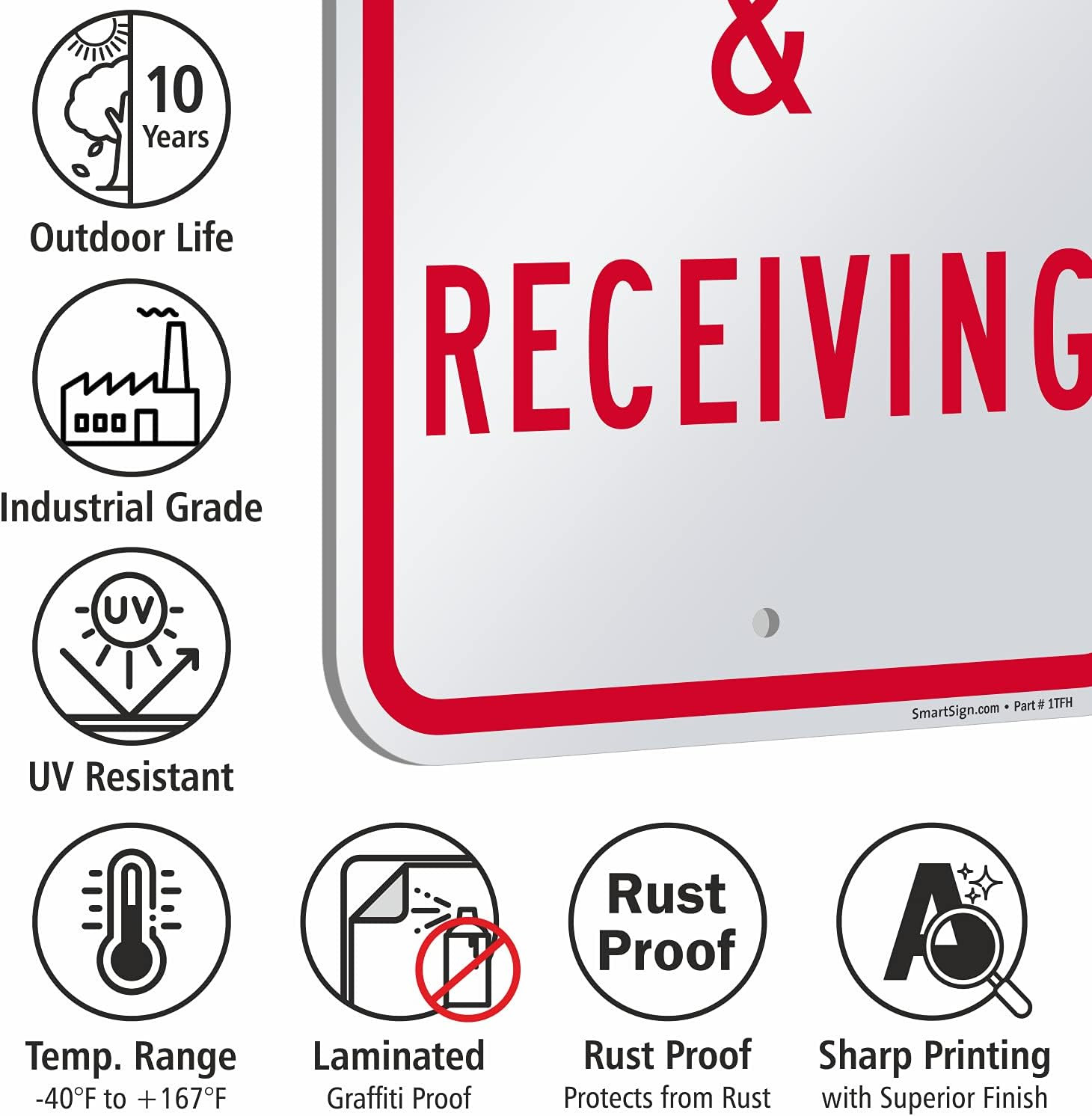 18 X 12 Inch “Shipping and Receiving” Metal Sign, Screen Printed, 63 Mil Laminat