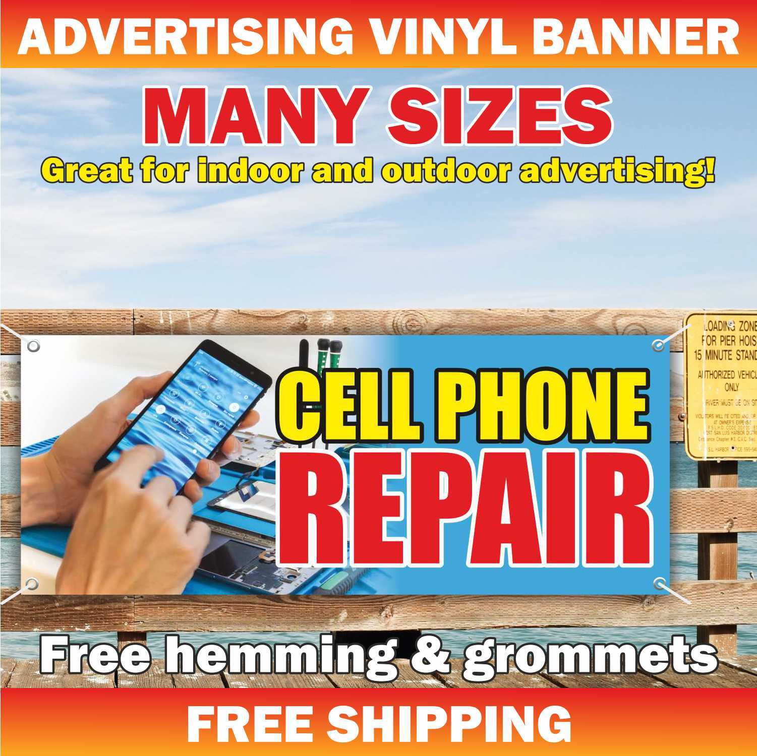 CELL PHONE REPAIR Advertising Banner Vinyl Mesh Sign unlock buy service tablets