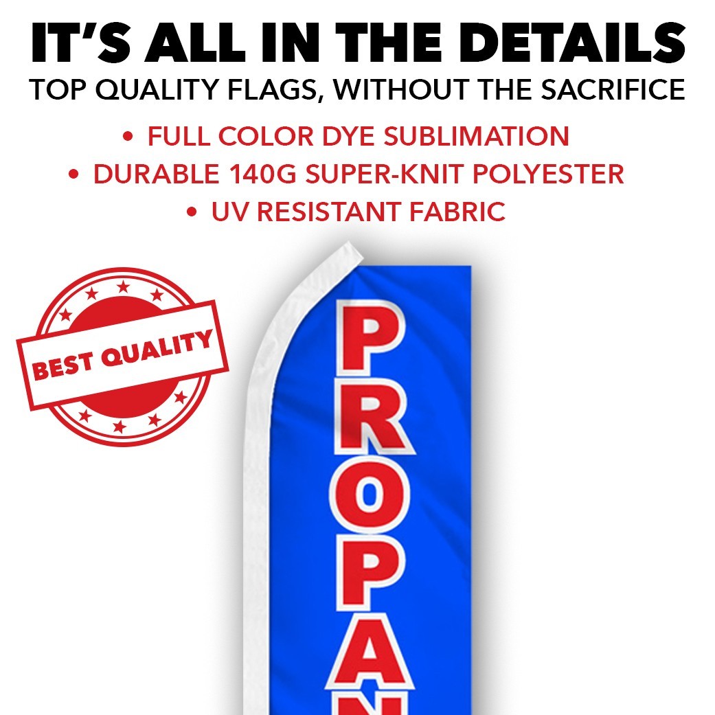 Propane Sold Here Advertising Swooper Feather Flutter Flag Propane Tanks