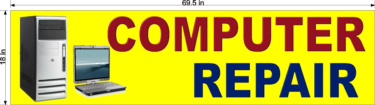 PERFORATED WINDOW VINYL DECAL 18&Prime; x 69.5&Prime; COMPUTER REPAIRS