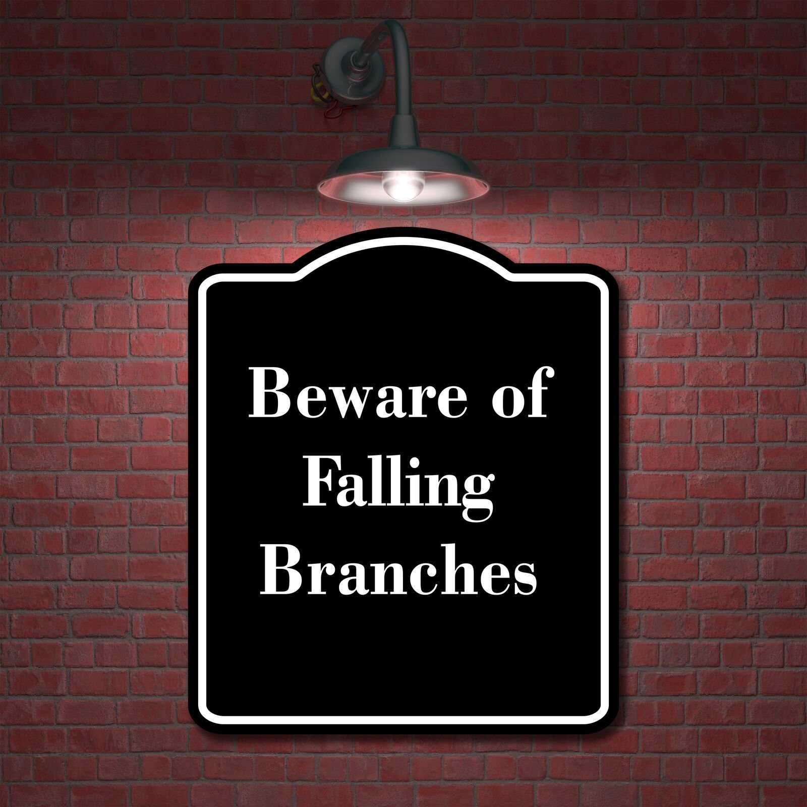 Beware of Falling Branches BLACK Aluminum Composite Sign
