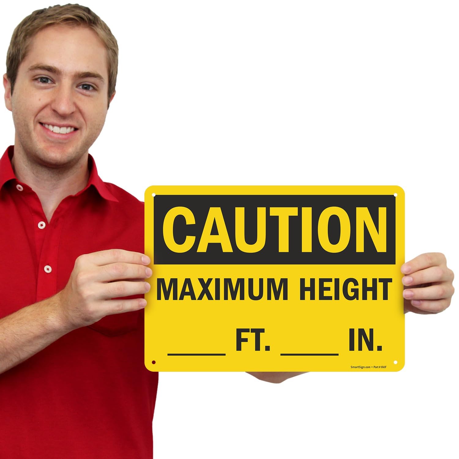 10&Prime; x 14&Prime; Aluminum Caution Maximum Height Ft In WriteOn Sign Blank Safety