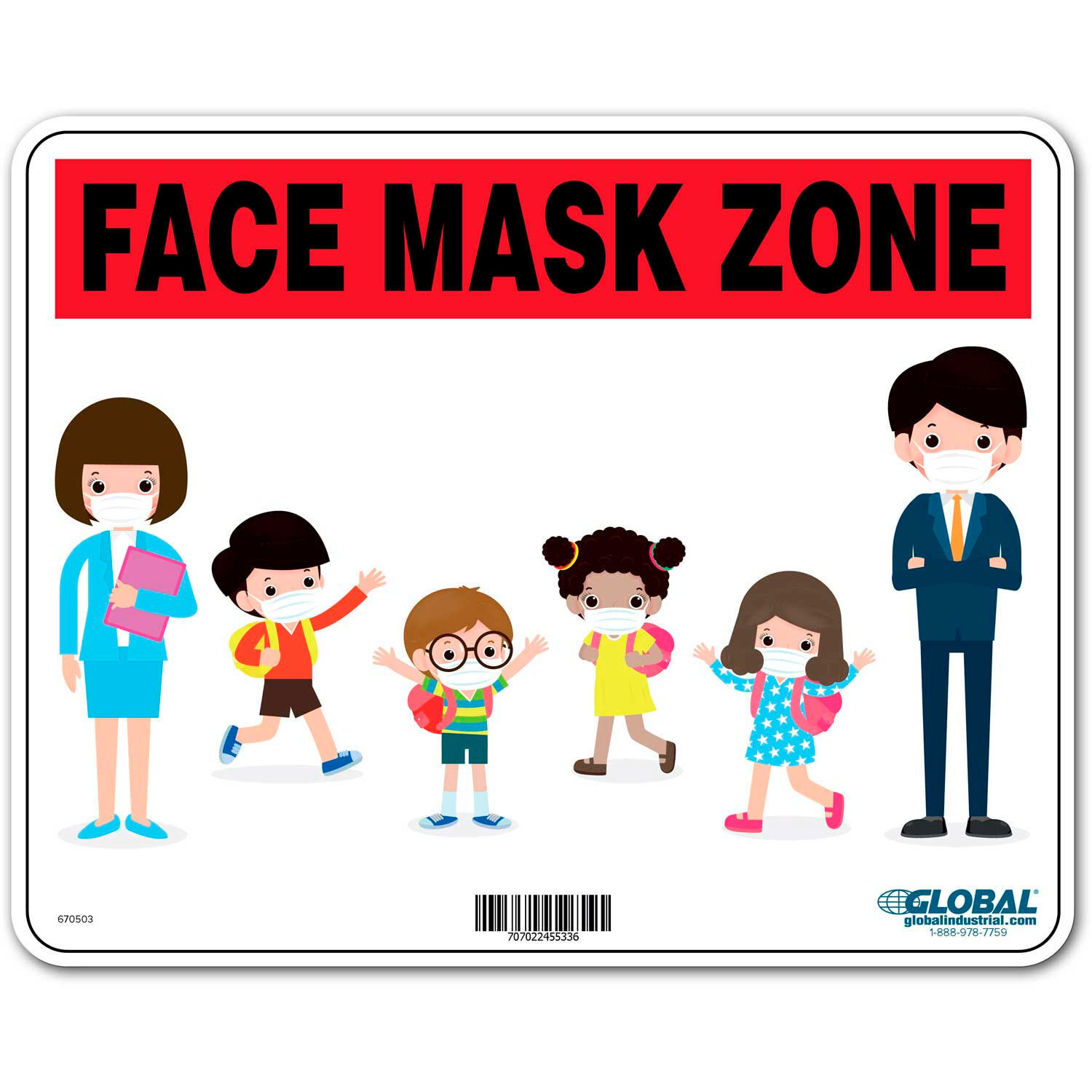 Global Industrial8482; Face Mask Zone Sign 10&Prime;W x 8 »H Plastic