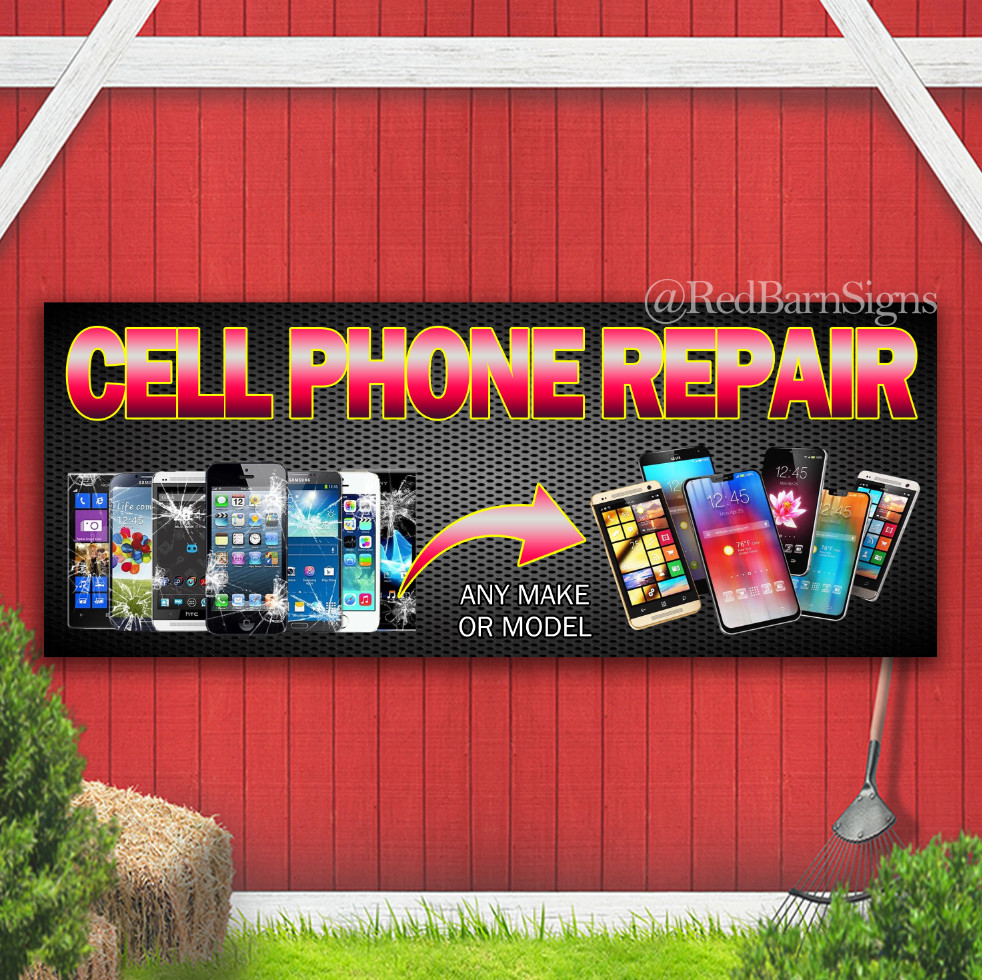 CELL PHONE REPAIR Banner Sign iphone samsung galaxy iOS Android neon alternative