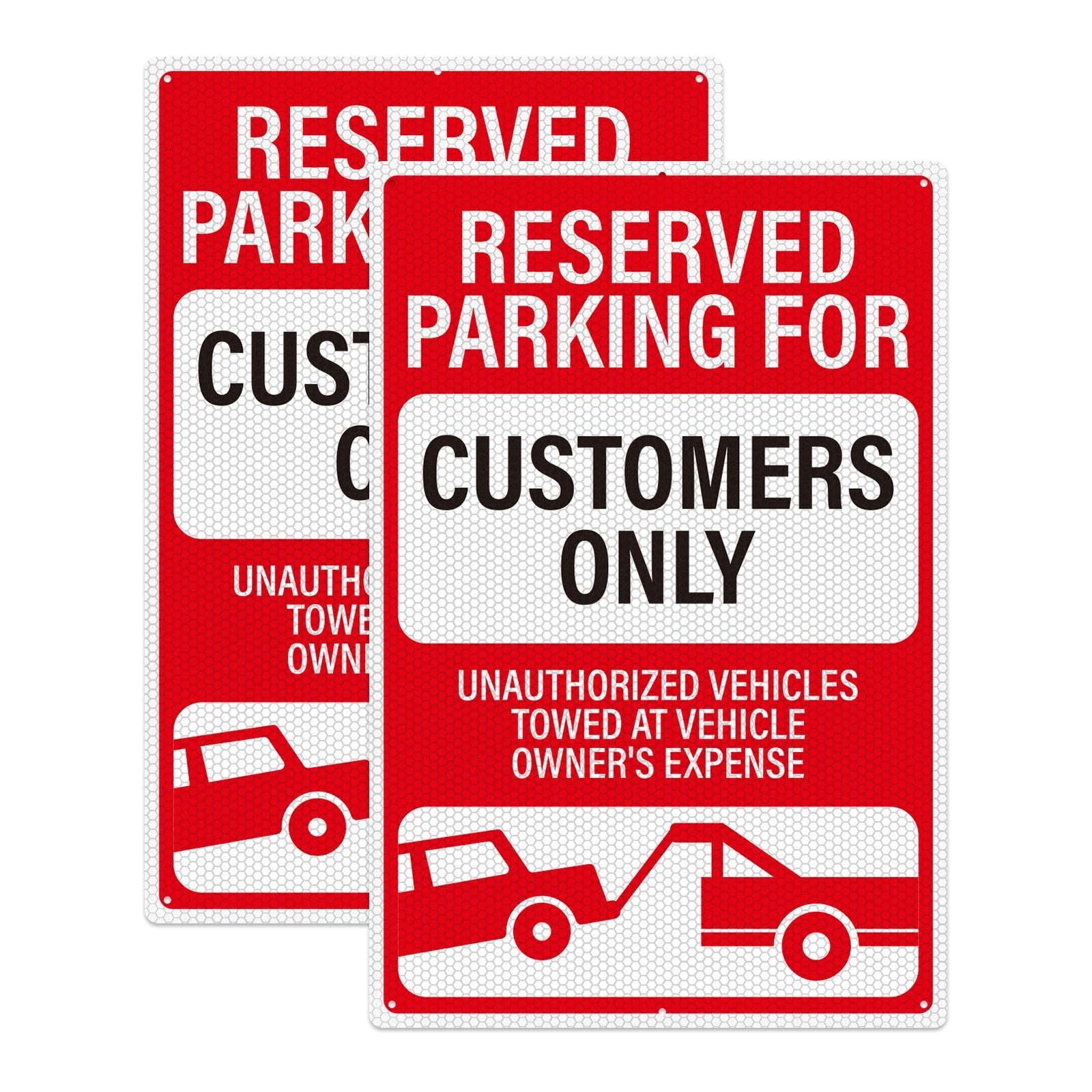 Reflective 18&Prime;x12&Prime; Customer Parking Only Sign – 2 Pack, Rust-Free Metal, Pre-Dri