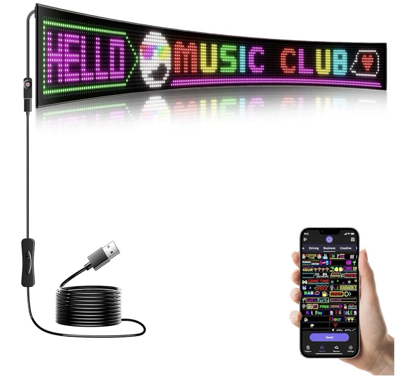 LED Sign – APP Control DIY Programmable Custom Sign Waterproof Flexible USB 5…