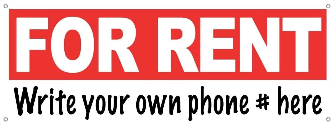 18×48 FOR RENT Vinyl Banner Sign with Grommets wrb