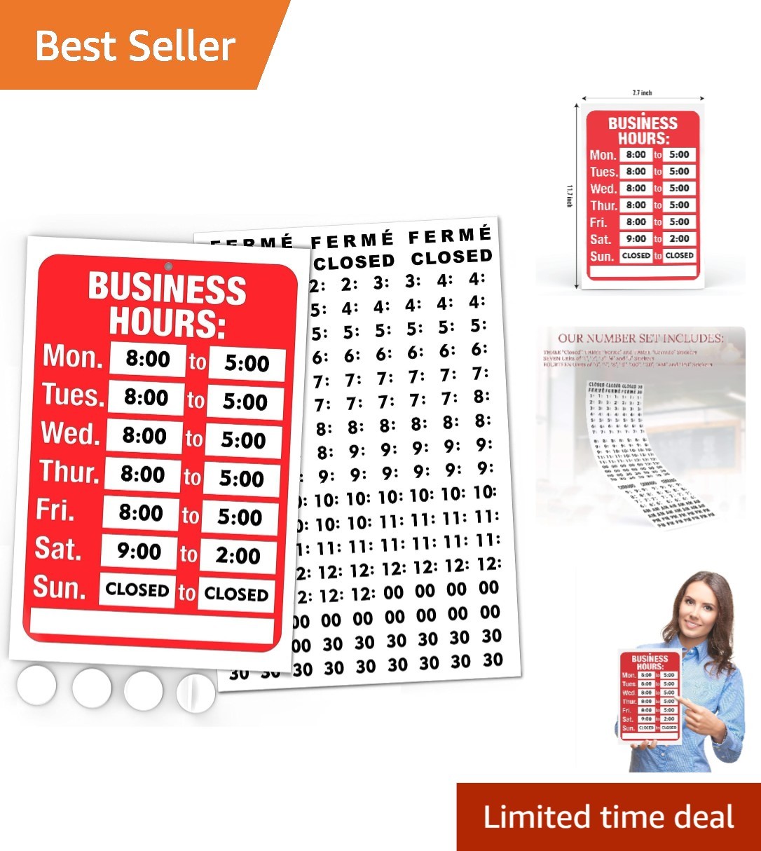 Vinyl Business Hours Sign, Easy Install 11.7 x 7.7 in – Maximize Customer Visits