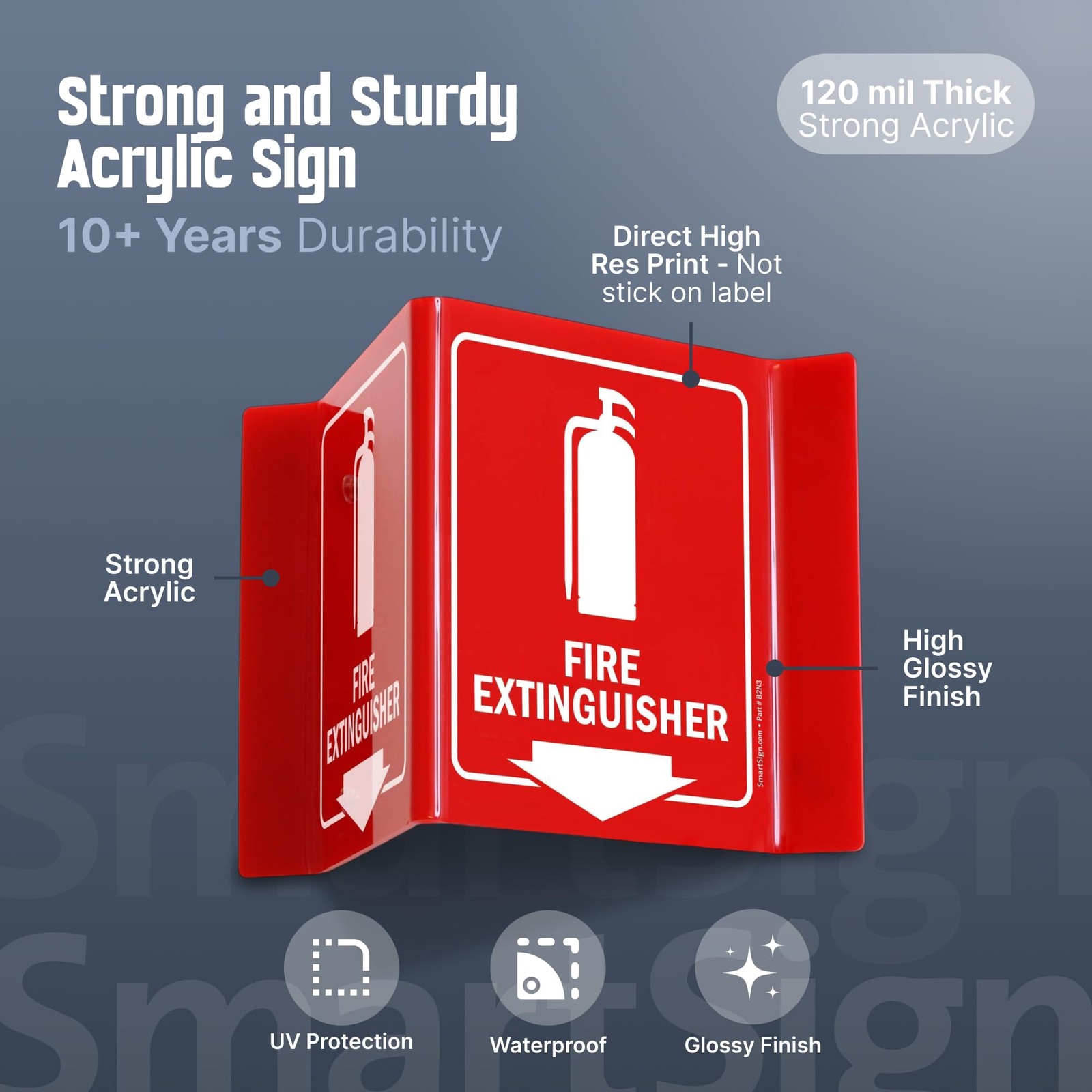 (4-Pack) Fire Extinguisher Projecting Sign with Down Arrow – 5&Prime; x 6&Prime;, -Sided …