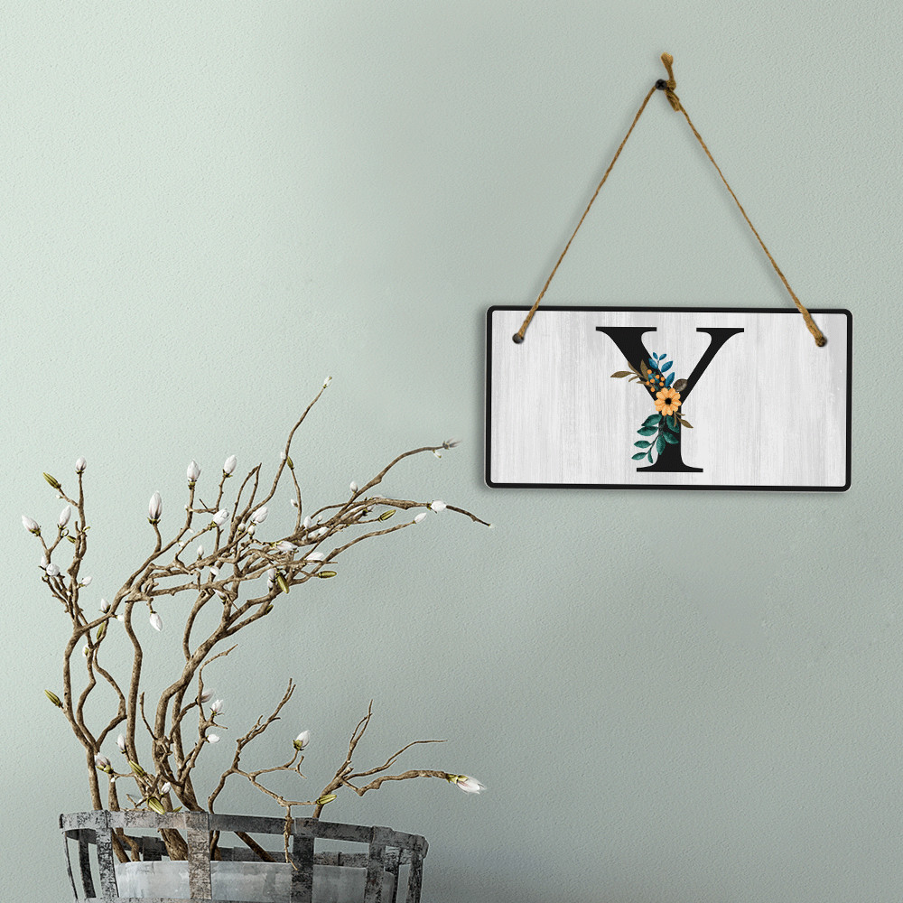 Y Flower Decor 5×10 Hanging Wall or Door Sign | Alphabet Letter Room Decoration